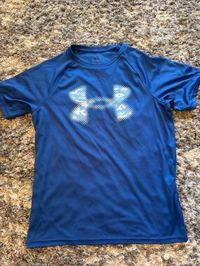Under Armour Blue Short Sleeve Tee with White Logo